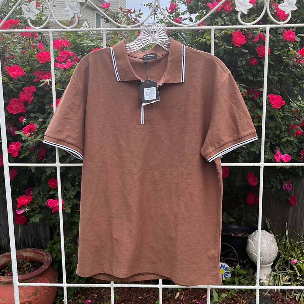 BNY polo shirt, coffee brown, size large